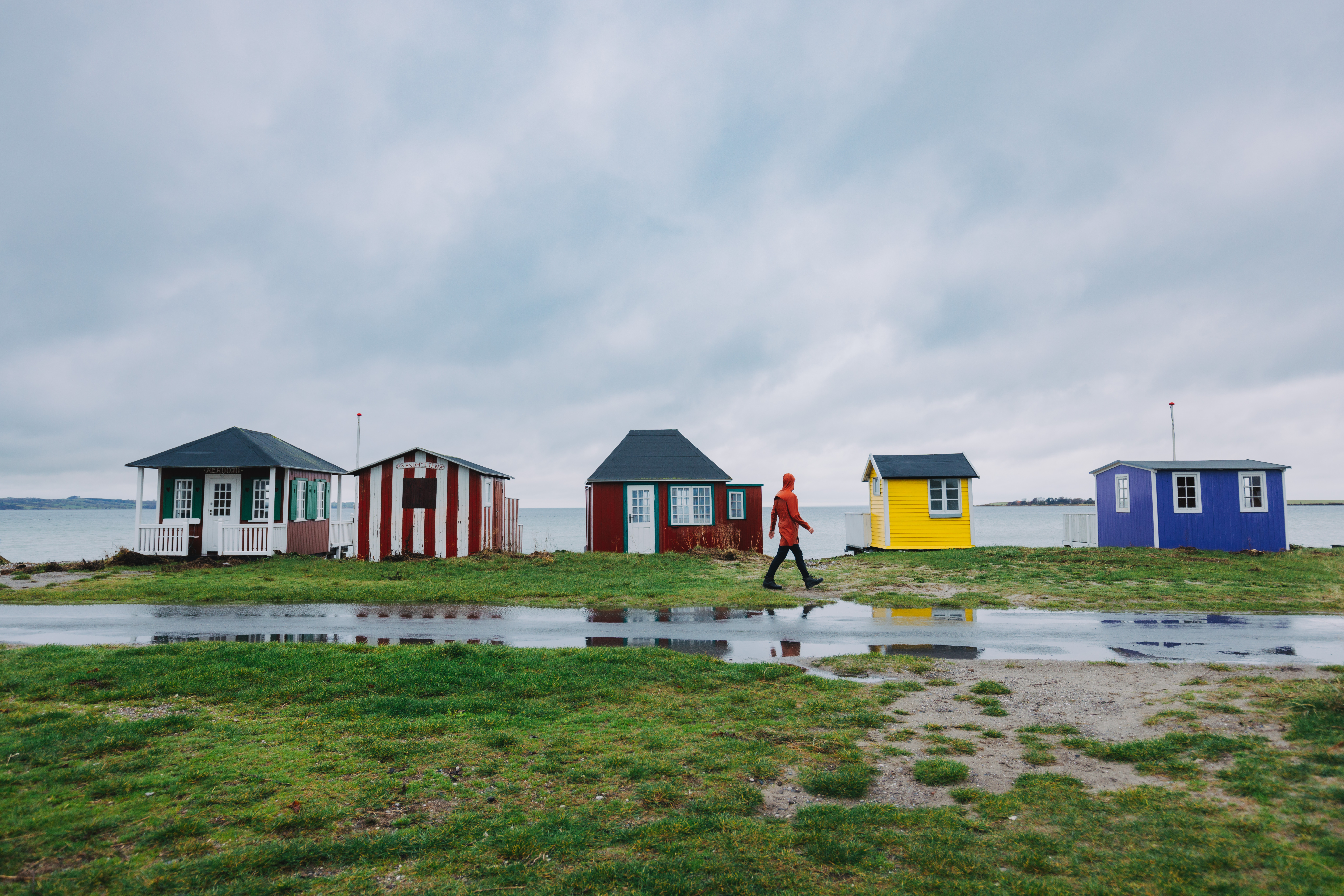 Badehuse på Vesterstrand i efteråret