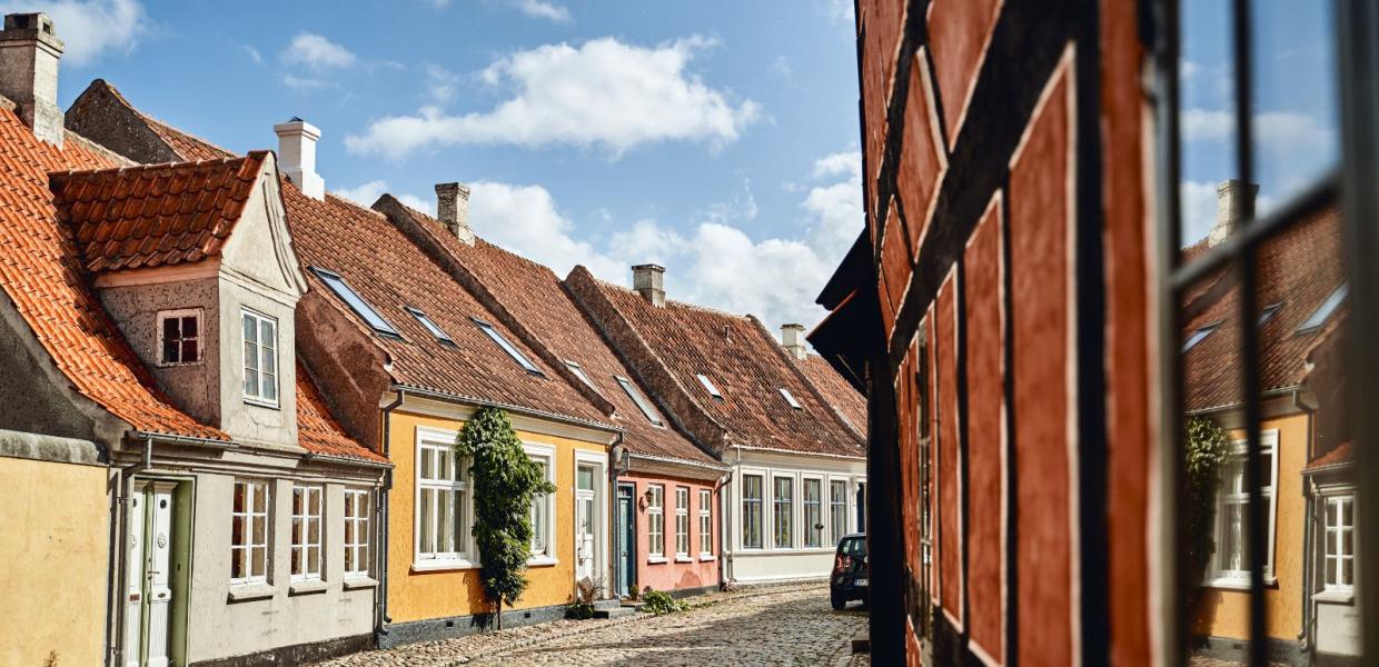 gade, ærøskøbing, byhuse, arkitektur, sommer, forår