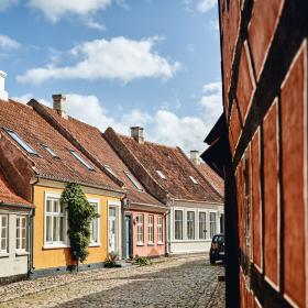 gade, ærøskøbing, byhuse, arkitektur, sommer, forår